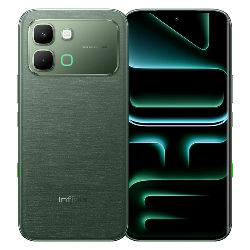 Infinix Note Edge 5G Silk Green front and rear