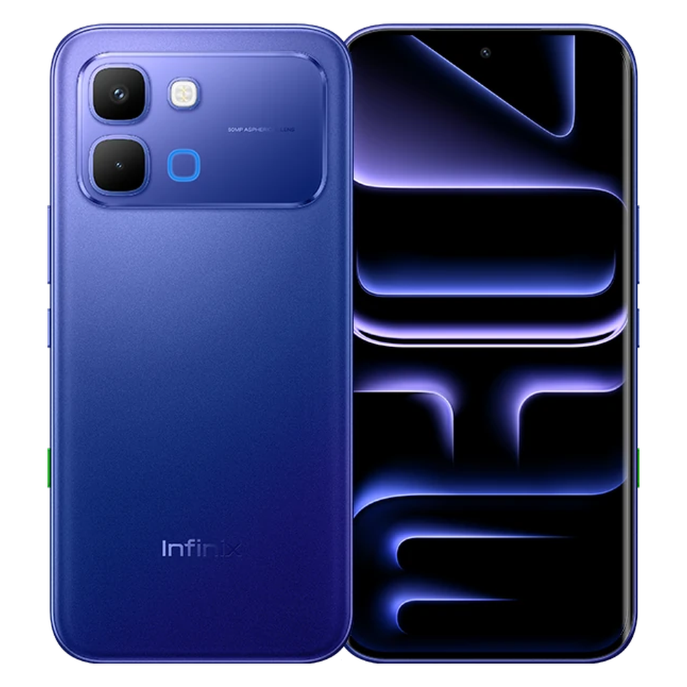 Infinix Note Edge 5G Stellar Blue front and rear