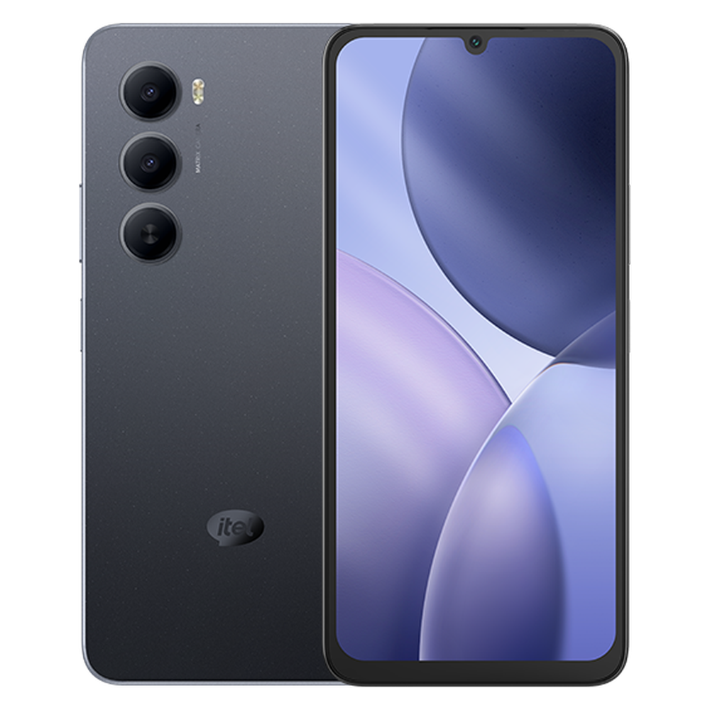 Itel A100 Shadow Titanium front and rear