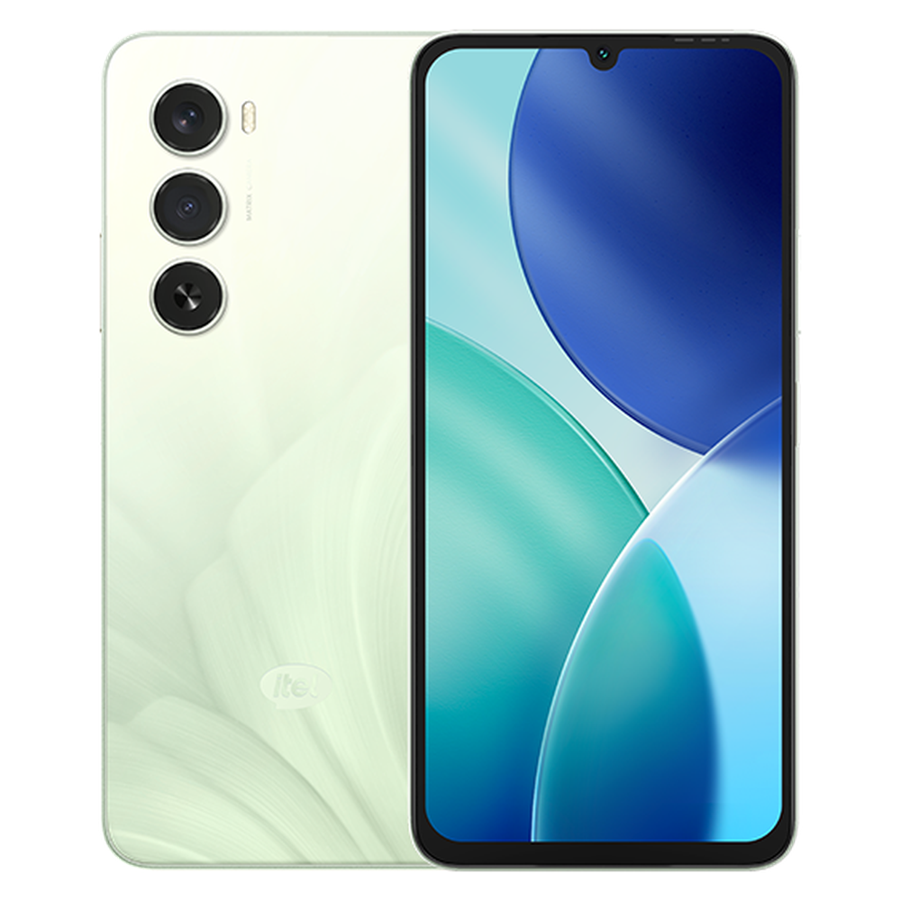 Itel A100 Fresh Green front and rear