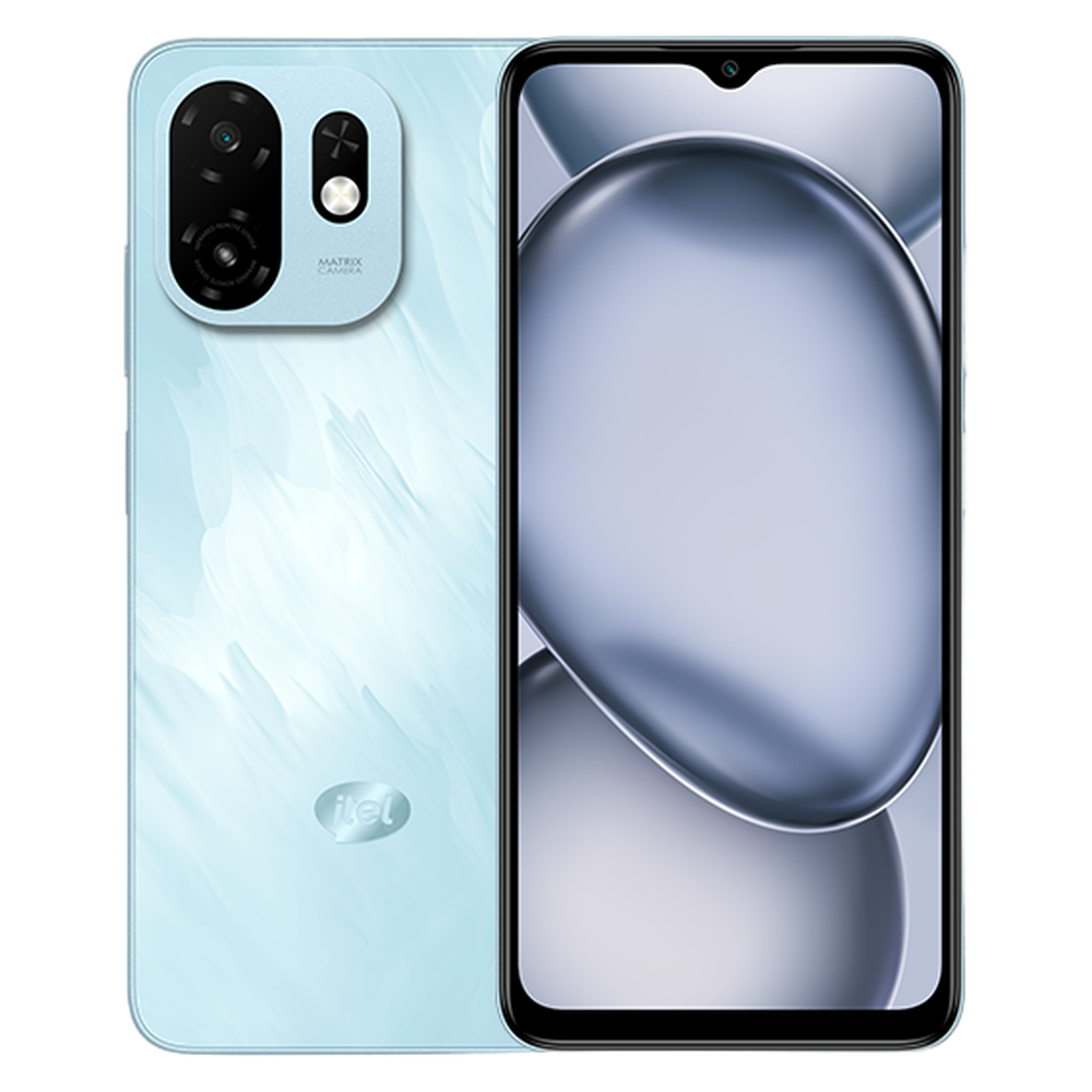 Itel A100C Blaze Blue front and rear