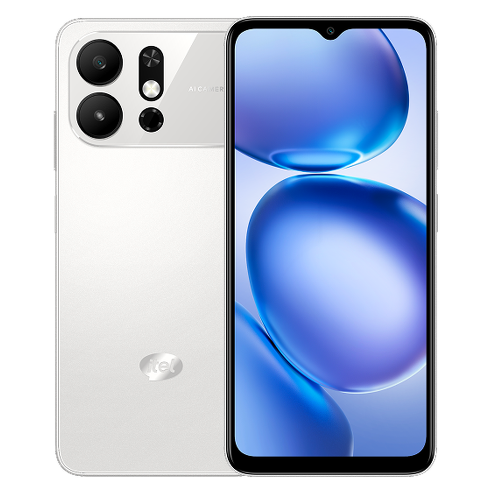 Itel A100C Special Edition Cloud White front and rear
