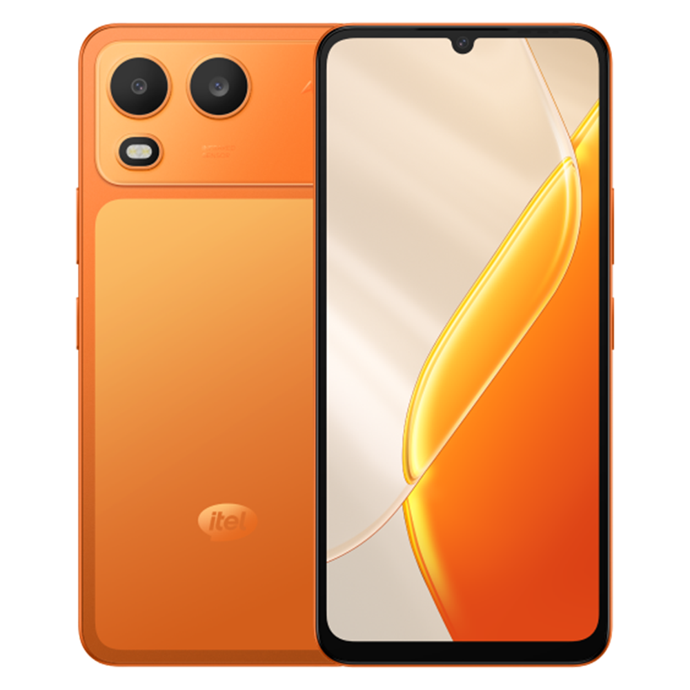 Itel A200 Plus Orange front and rear