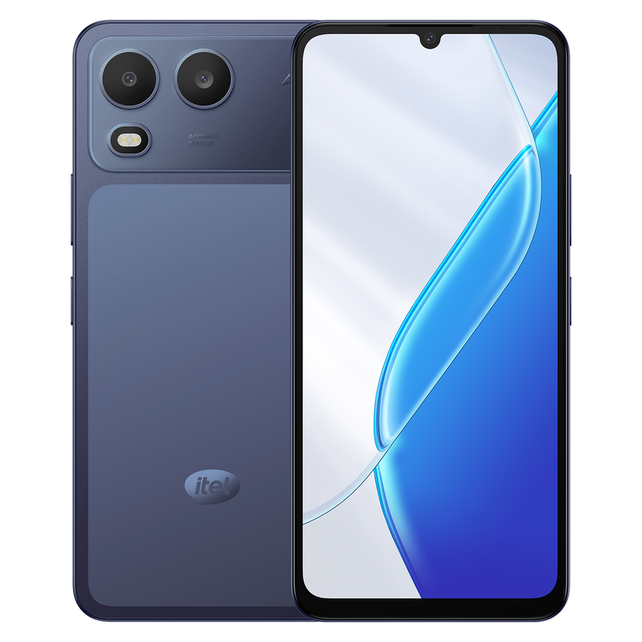 Itel A200 Plus Blue front and rear