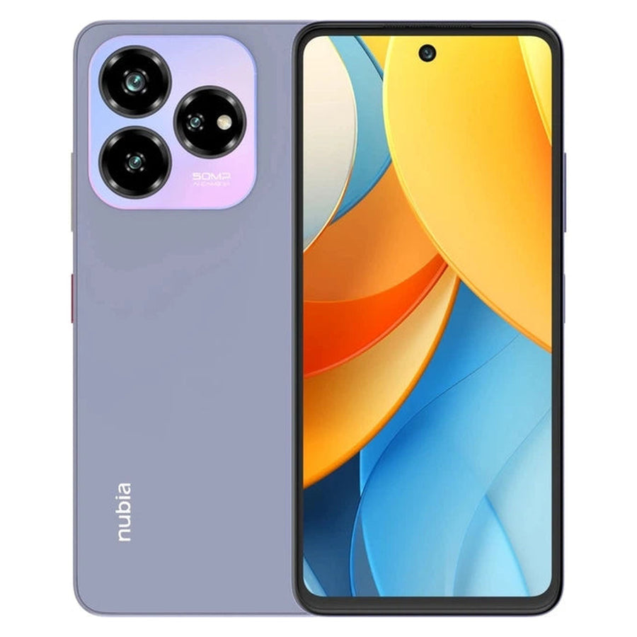 nubia V60 Design Sunrise Violet front and rear