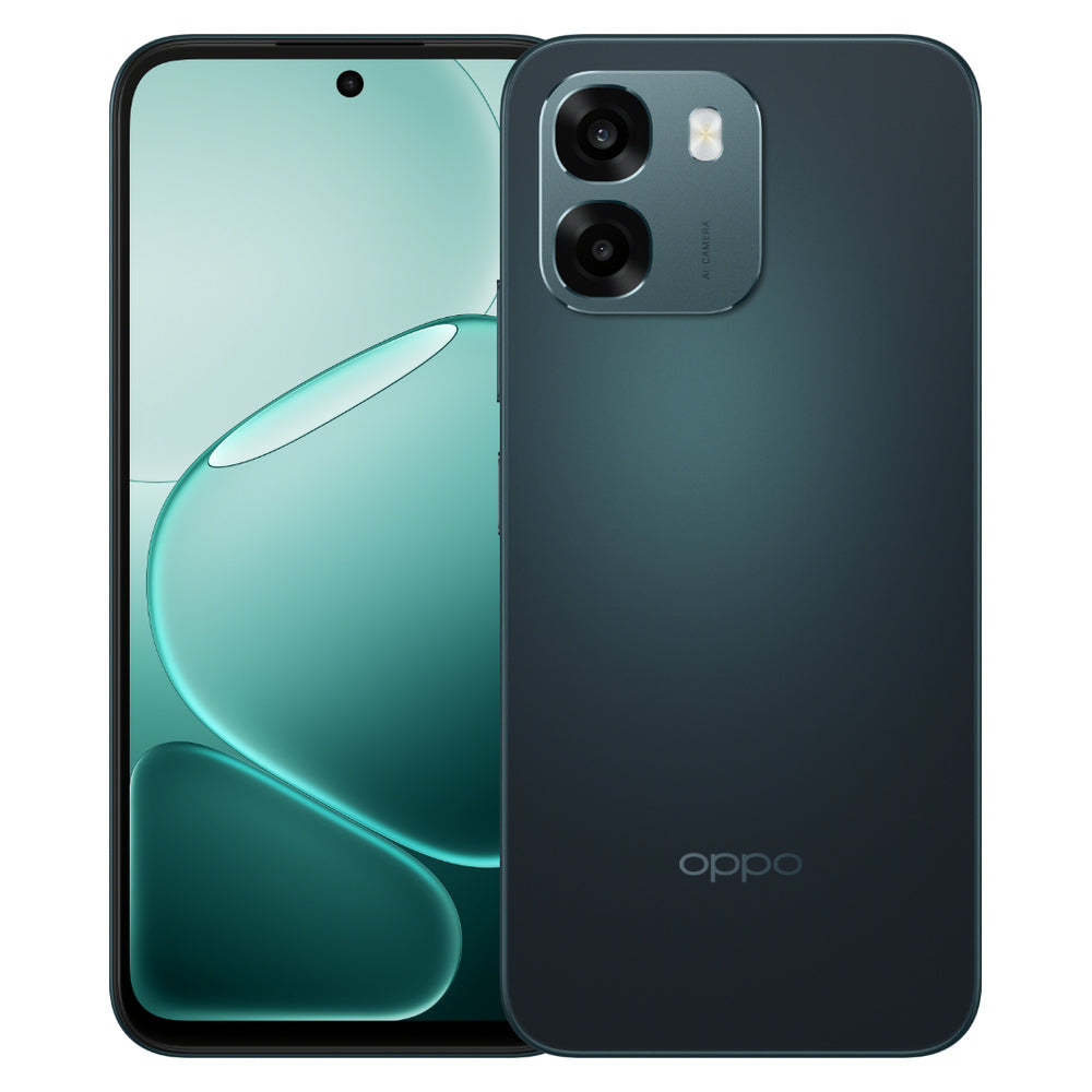 Oppo A6 Sapphire Blue front and back view