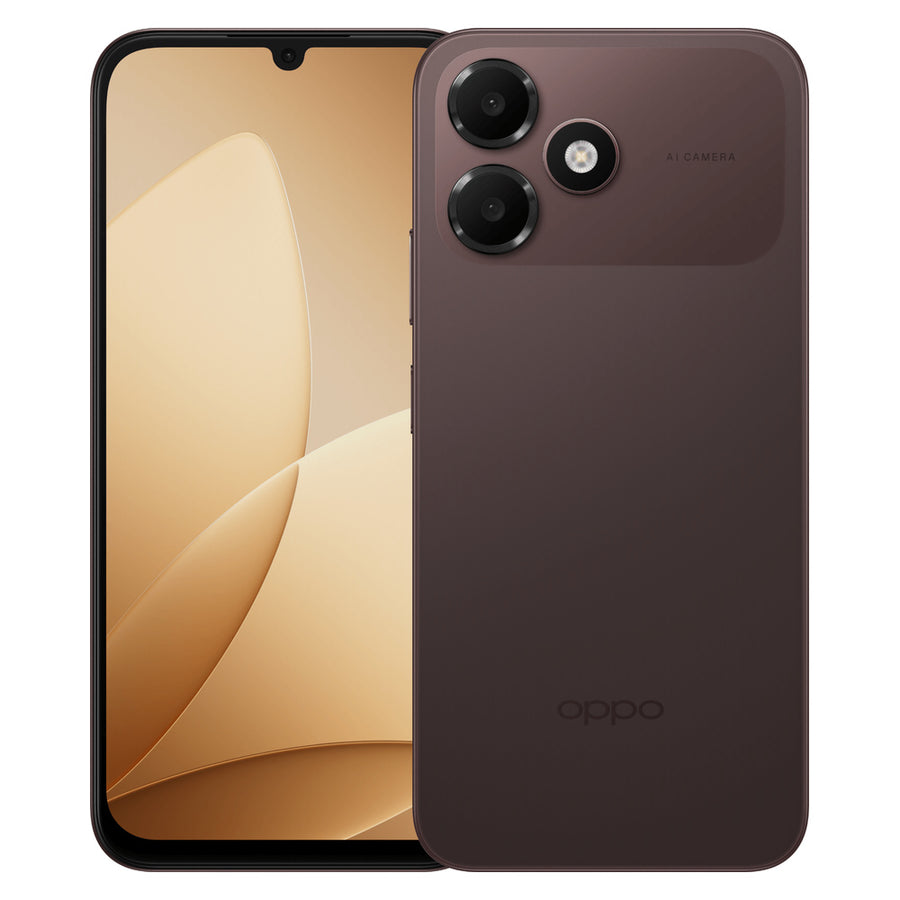 Oppo A6c Stone Brown front and back view