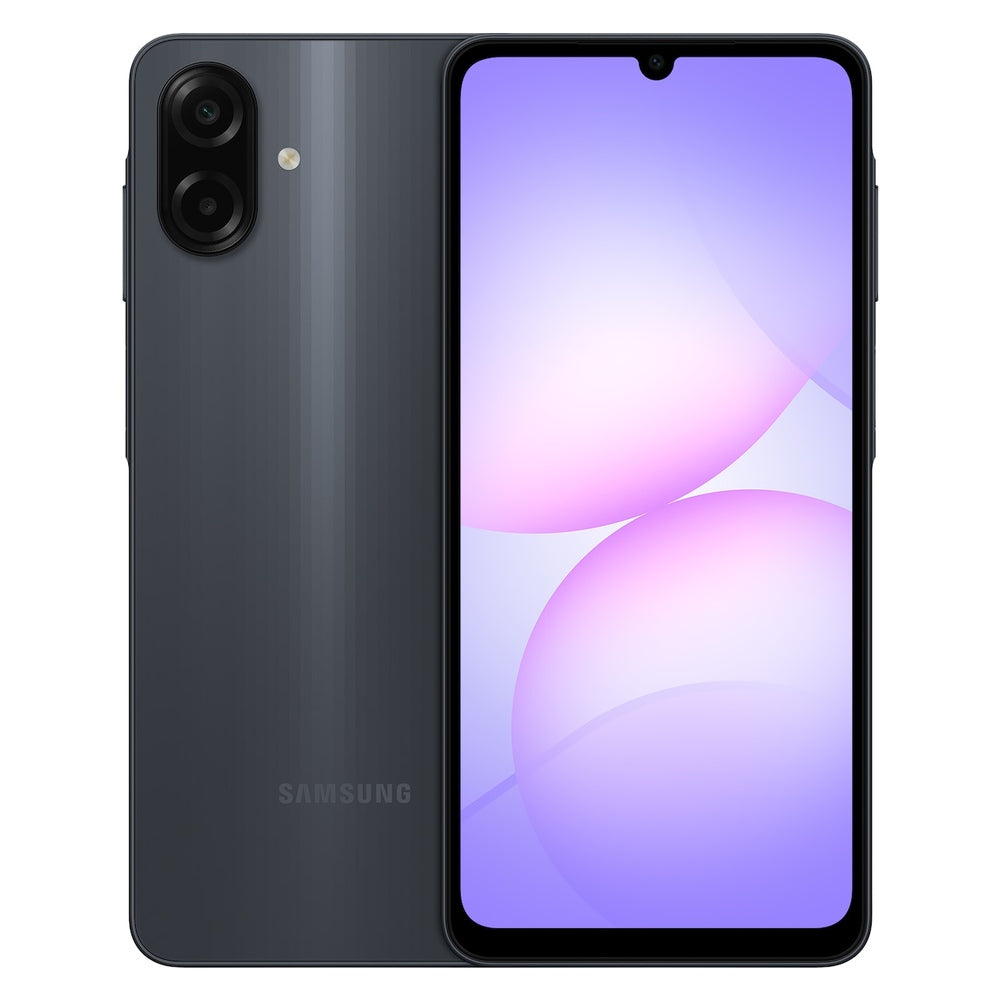 Samsung Galaxy A07 – Black front and back view
