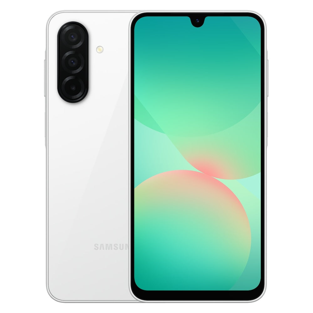 Samsung Galaxy A26 5G – White front and back view