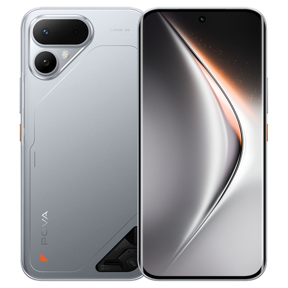 Tecno POVA Curve 2 5G Melting Silver - official front and rear views