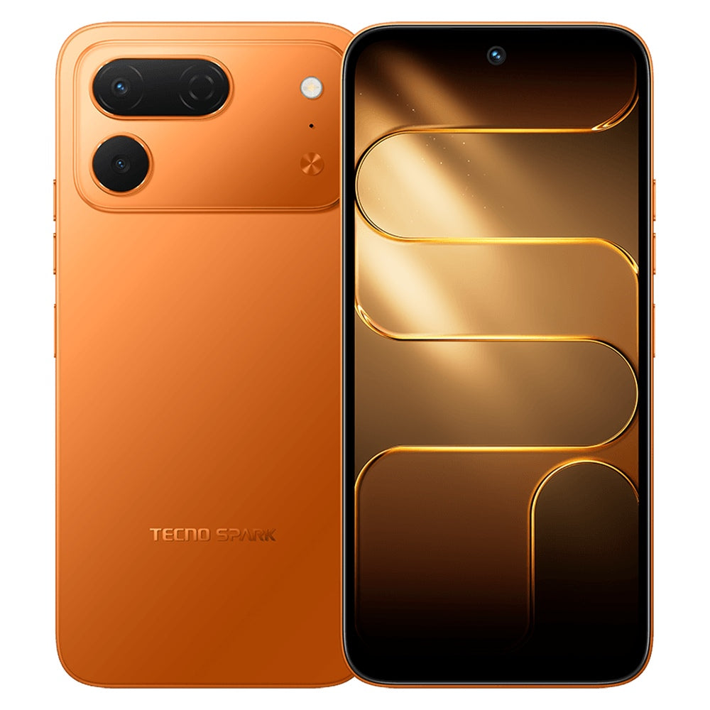 Tecno SPARK 50 Pro – Dynamic Orange front and back view