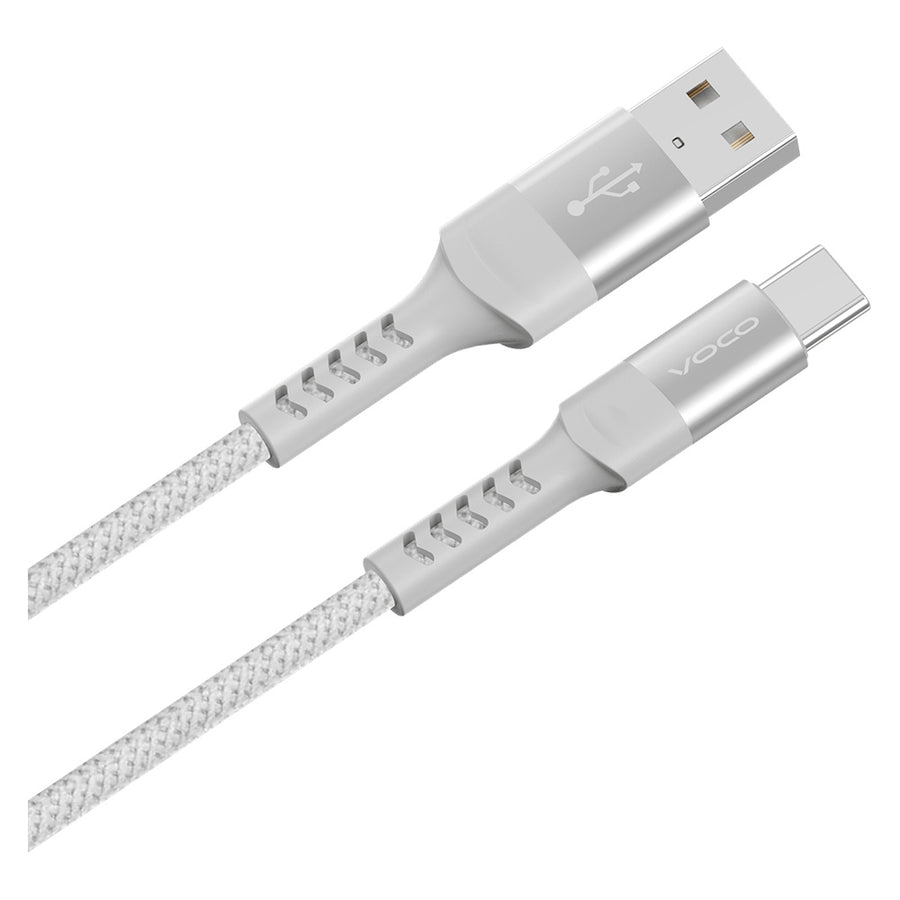 Voco L-01ac white braided cable with USB-A and USB-C connectors