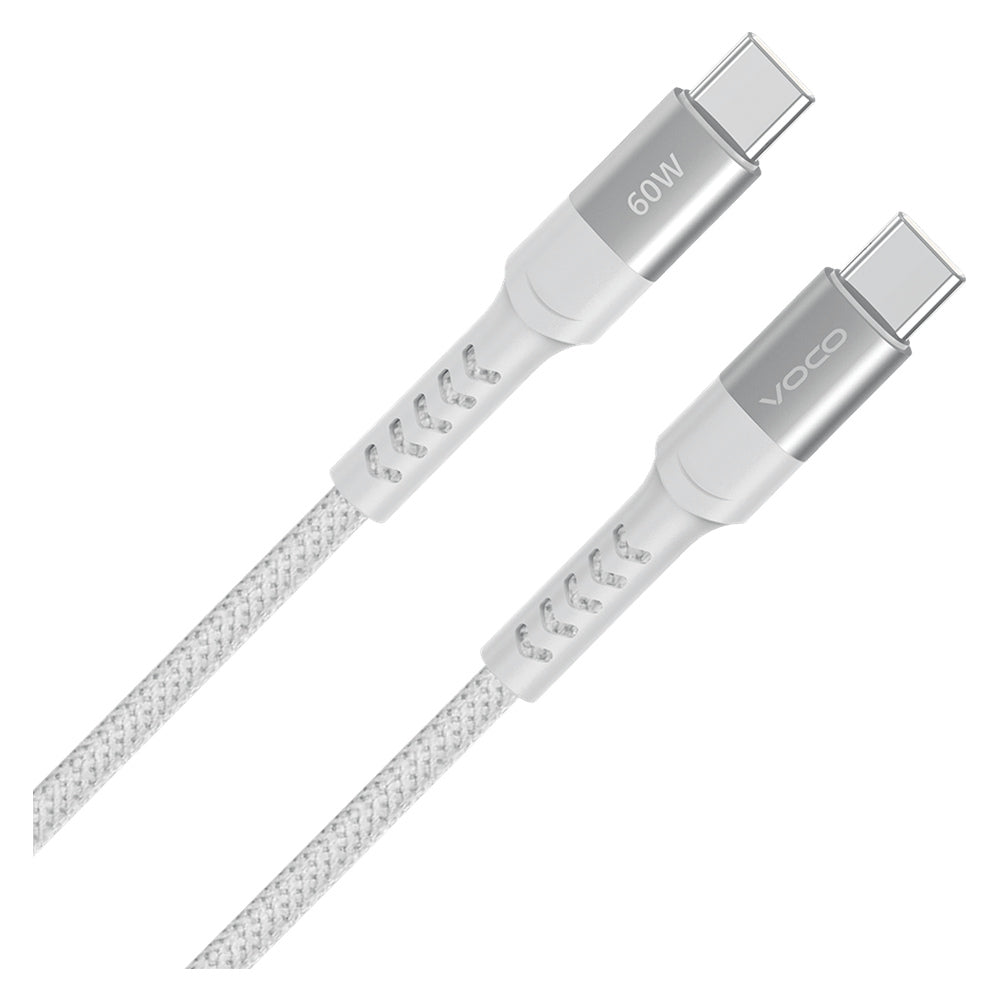 Voco L-01cc white braided cable with USB-C connectors at both ends