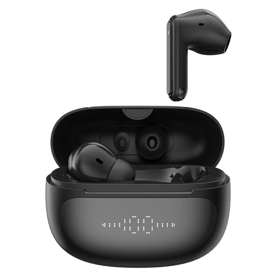 VOCO V-Sound Glow S-03 black earbuds and LED charging case